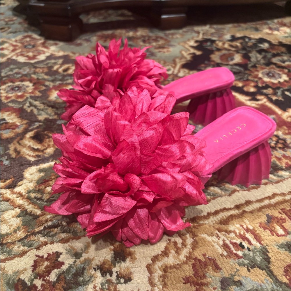 CECELIA NEW YORK Hot Pink Floral Slide sandals